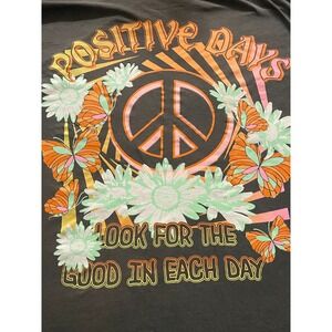 Vintage Grunge T-shirt Positive Days Graphic Grey Over-Sized